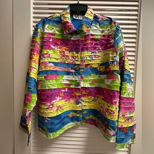Karen Hart Floral Fabric Strip Jacket